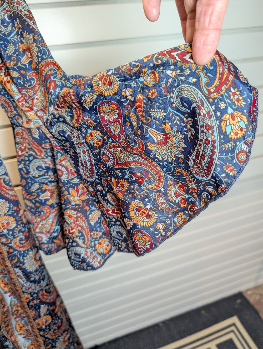 Earthbound Trading Navy Paisley Tie Front Maxi Kimono/Duster Size M EUC - Picture 4 of 10